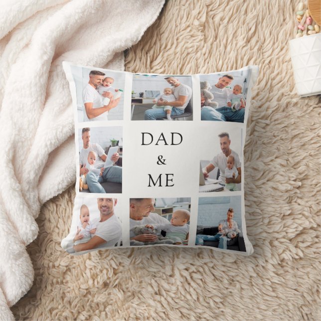 Coussin Père papa bébé photo collage blanc (Couverture)