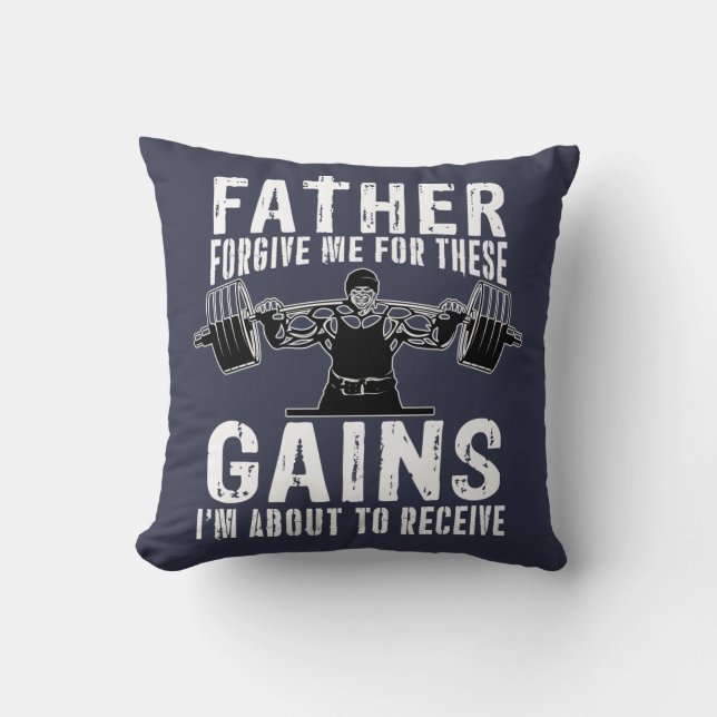 Coussin Père, pardonne-moi des gains (Recto)