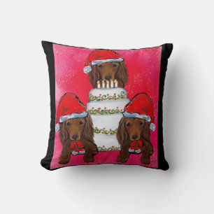 Coussin Pères Noël Doxie Rouges
