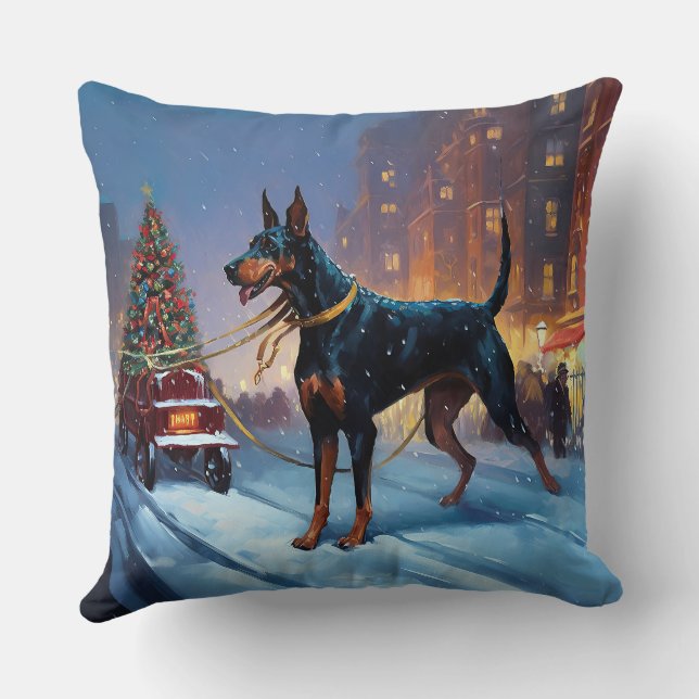 Coussin Période de fêtes de Noël Doberman (Verso)