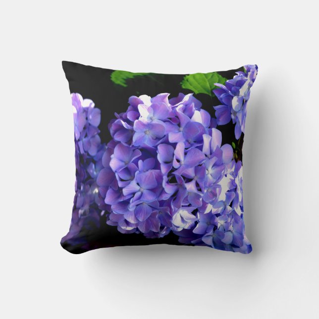 Coussin Périwinkel hydrangeas violet bleu fleur floral (Recto)