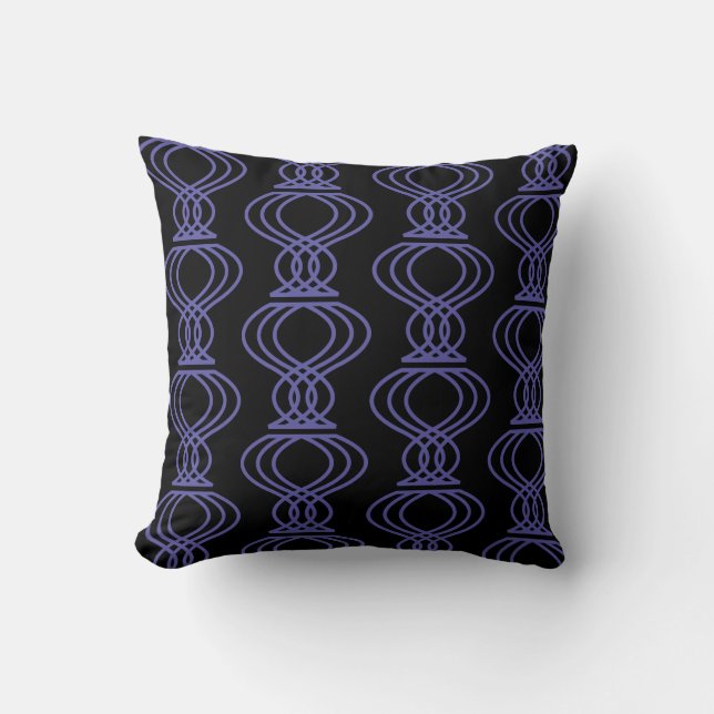 Coussin Périwinkle Motif final bleu et noir 2 côtés (Recto)