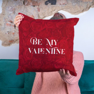 Coussin Perle de roses rouges Motif Be My Valentine