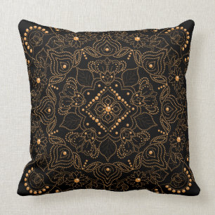 Coussin Perle d'or Faux Mandala Imprimer 