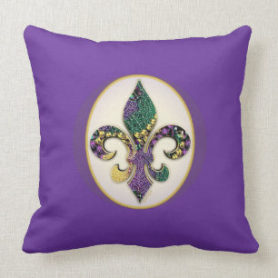 Coussin Perle Fleur de lis de mardi gras
