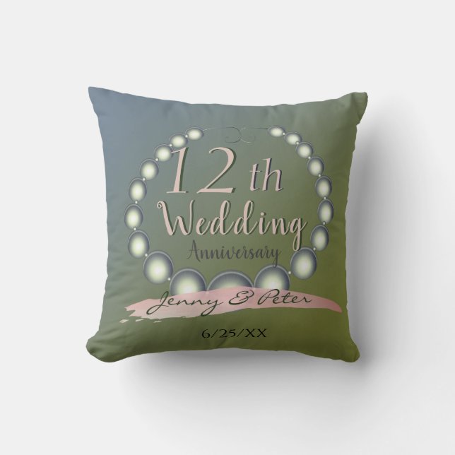 Coussin Perles du 12e anniversaire du Mariage (Recto)