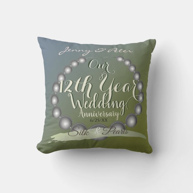 Coussin Perles du 12e anniversaire du Mariage (Recto)