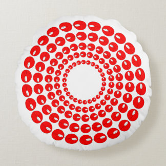 Coussin - perles rouges en cercles concentrés