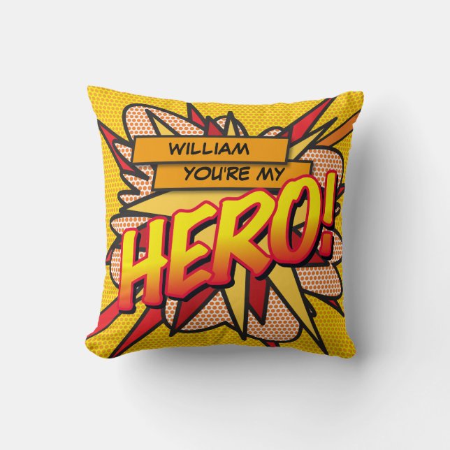 Coussin Peronalized HERO Fun Modern Cool tendance Comic Bo (Recto)