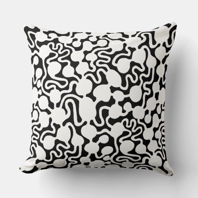 Coussin Perpetual Ant Farm v2 - Blanc sur Noir (Recto)