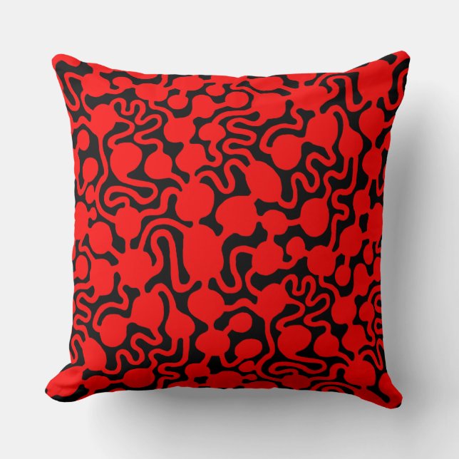 Coussin Perpetual Ant Farm v2 - Rouge sur Noir (Recto)