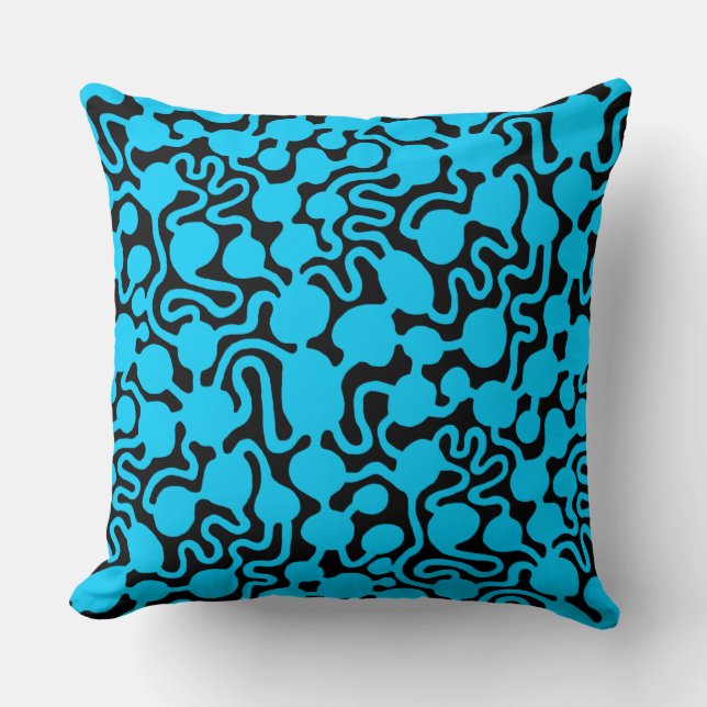 Coussin Perpetual Ant Farm v2 - Sky Blue sur Black (Recto)