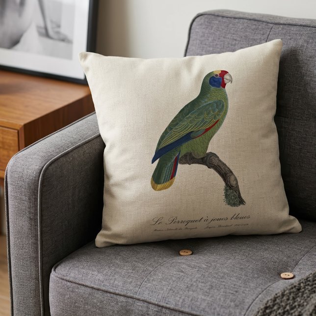Coussin Perroquet à queue rouge, Amazona Brasiliensis (Red-Tailed Parrot Amazon, Amazona Brasiliensis. Throw Pillow)