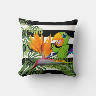 Coussin Perroquet, Caudata, Feuille de palmier, Rayures