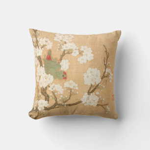 Coussin Perroquet Et Fleurs De Poires Chinoises Orientales