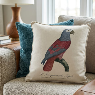 Coussin Perroquet Gris d'Afrique Facteur Rouge Psittacus E