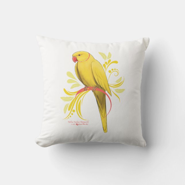 Coussin Perroquet jaune de Ringneck d'Indien (Recto)