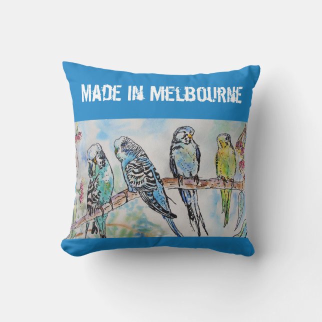 Coussin Perroquet Perruche Oiseau Fabriqué à Melbourne Ois (Recto)