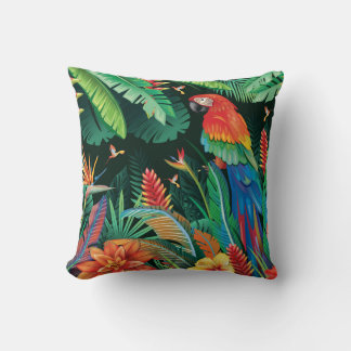 Coussin Perroquet tropical : Arrière - plan floral exotiqu