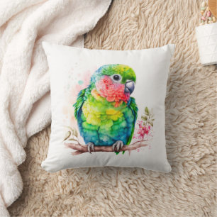 Coussin Perroquet vert - Bébé mignon oiseau