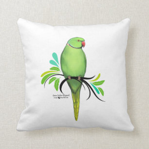 Coussin Perroquet vert de Ringneck d'Indien