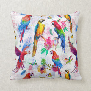 Coussin Perroquets de style d'aquarelle