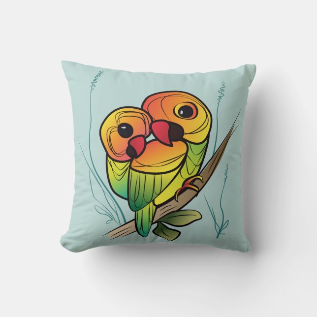 Coussin Perroquets inséparables (Recto)