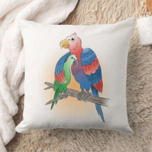 Coussin Perroquets Tropicaux Bonne Fête des Mères