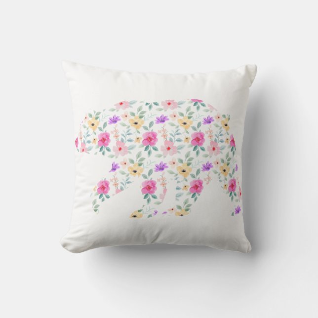 Coussin Personalisé Mama Ours Floral Mère Maman Maman T- (Recto)