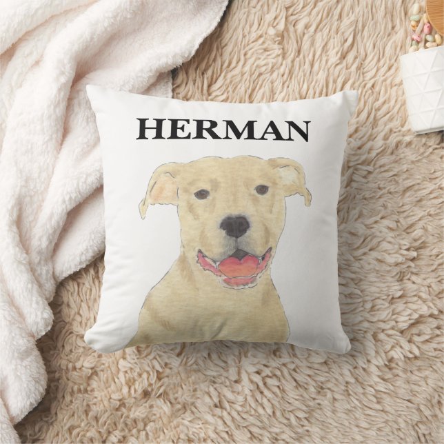 Coussin Personalisé Réversible Fun Tan Pitbull Staffy Chie (Couverture)