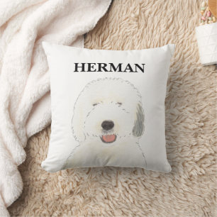 Coussin Personalisé Reversible Old English Sheepdog