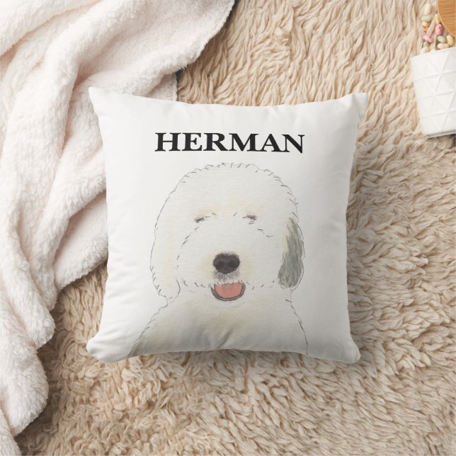 Coussin Personalisé Reversible Old English Sheepdog (Couverture)
