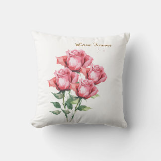 Coussin Personalised  Pink Rose Floral Throw Pillow Cover 
