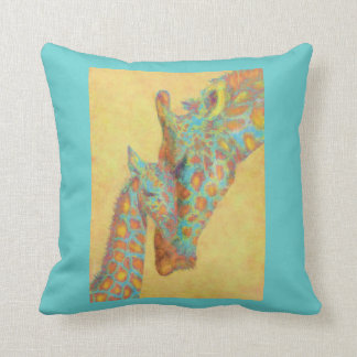 Coussin personalizable de girafes d'Aqua et d'or