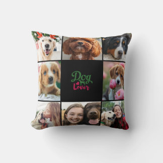 Coussin Personalized 8 Photo Collage Dog Pet Lover Gift