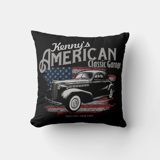 Coussin Personalized American Vintage Classic Car Garage (Recto)