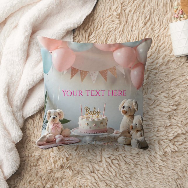 Coussin Personalized Baby Shower Pillow - Sweet Teddy Bear (Couverture)