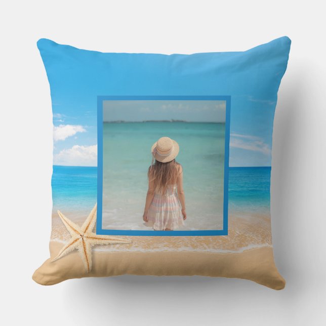 Coussin Personalized Beach House Throw Pillow – Custom (Recto)