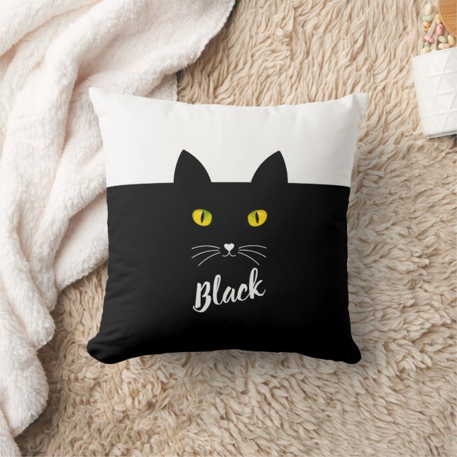 Coussin Personalized Black Cat Pillow, Gift for Cat Lovers (Couverture)
