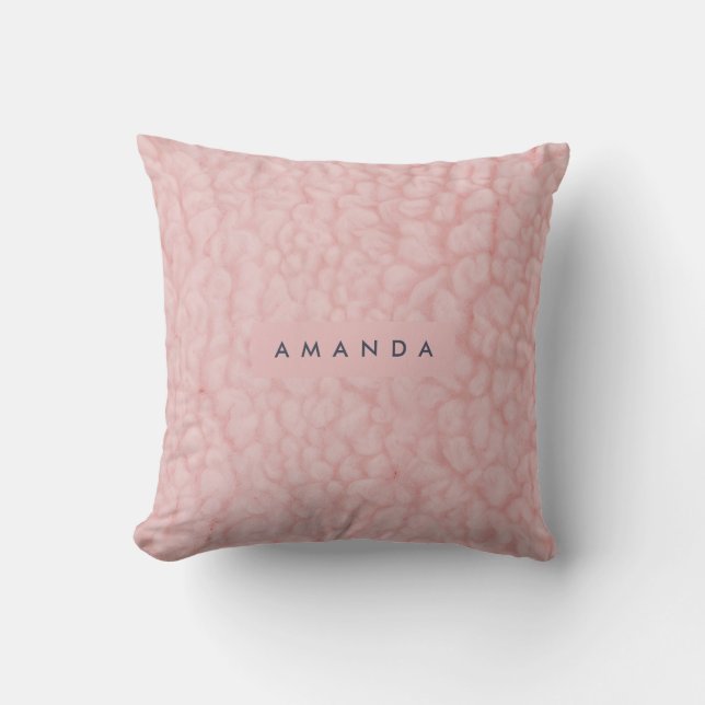 Coussin Personalized Blush Pastel Pink Faux Fur (Recto)