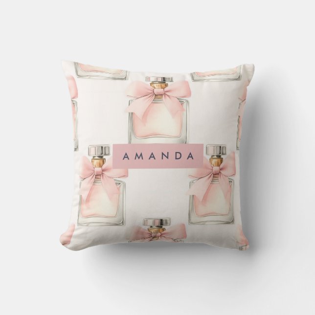 Coussin Personalized Blush Perfume Bottle Coquette Pattern (Recto)