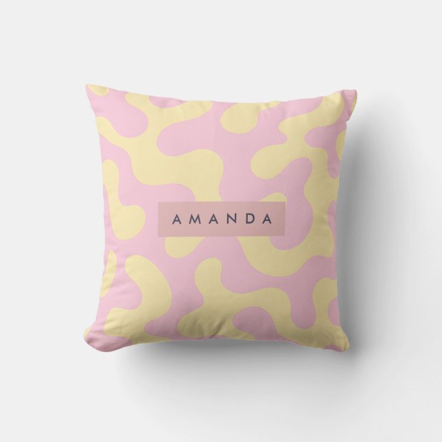 Coussin Personalized Blush Pink and Pastel Yellow Abstract (Recto)