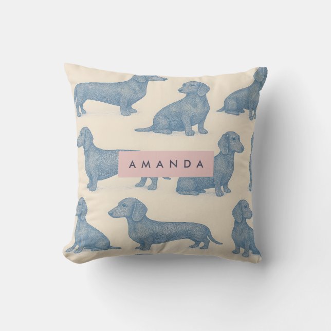 Coussin Personalized Charming Elegant Dachshund Pattern (Recto)