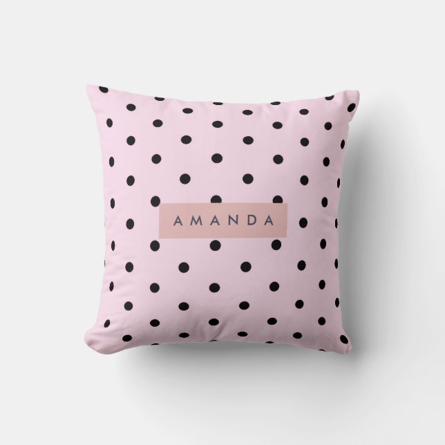 Coussin Personalized Chic Pink and Black Polka Dot (Recto)