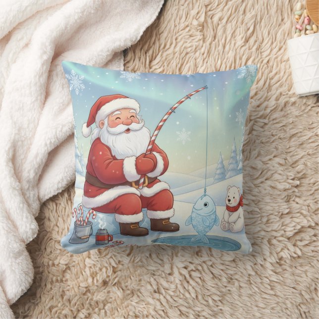 Coussin Personalized Christmas Santa Ice Fishing   (Couverture)