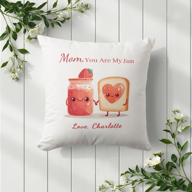 Coussin Personalized Cute Strawberry Jam Mothers Day Gift (Créateur téléchargé)