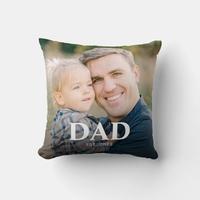 Coussin Personalized Dad Established Fathers Day Photo (Recto)