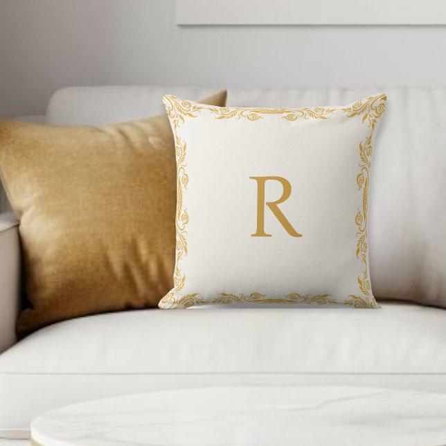 Coussin Personalized Decorative Pillow, Gold effec Initial (Créateur téléchargé)
