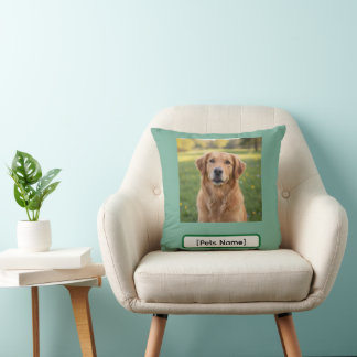 Coussin Personalized Dog & Cat Photo and Name Throw Pillow