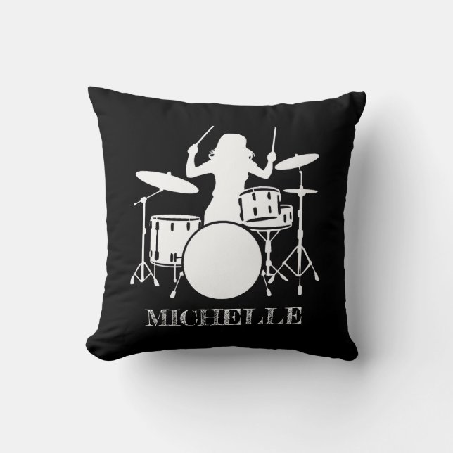 Coussin Personalized Drummer Girl | Drums Drummer Gift (Recto)
